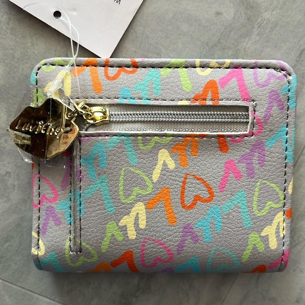 Betsey Johnson LBMONEY GREY MULTI Luv Betsey Wallet Multi bright colors NWT - Picture 3 of 12